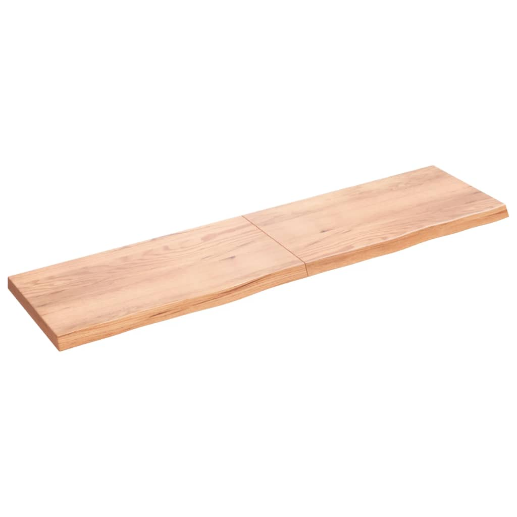 világosbarna kezelt tömör tölgyfa fali polc 200 x 50 x (2-6) cm (363729)