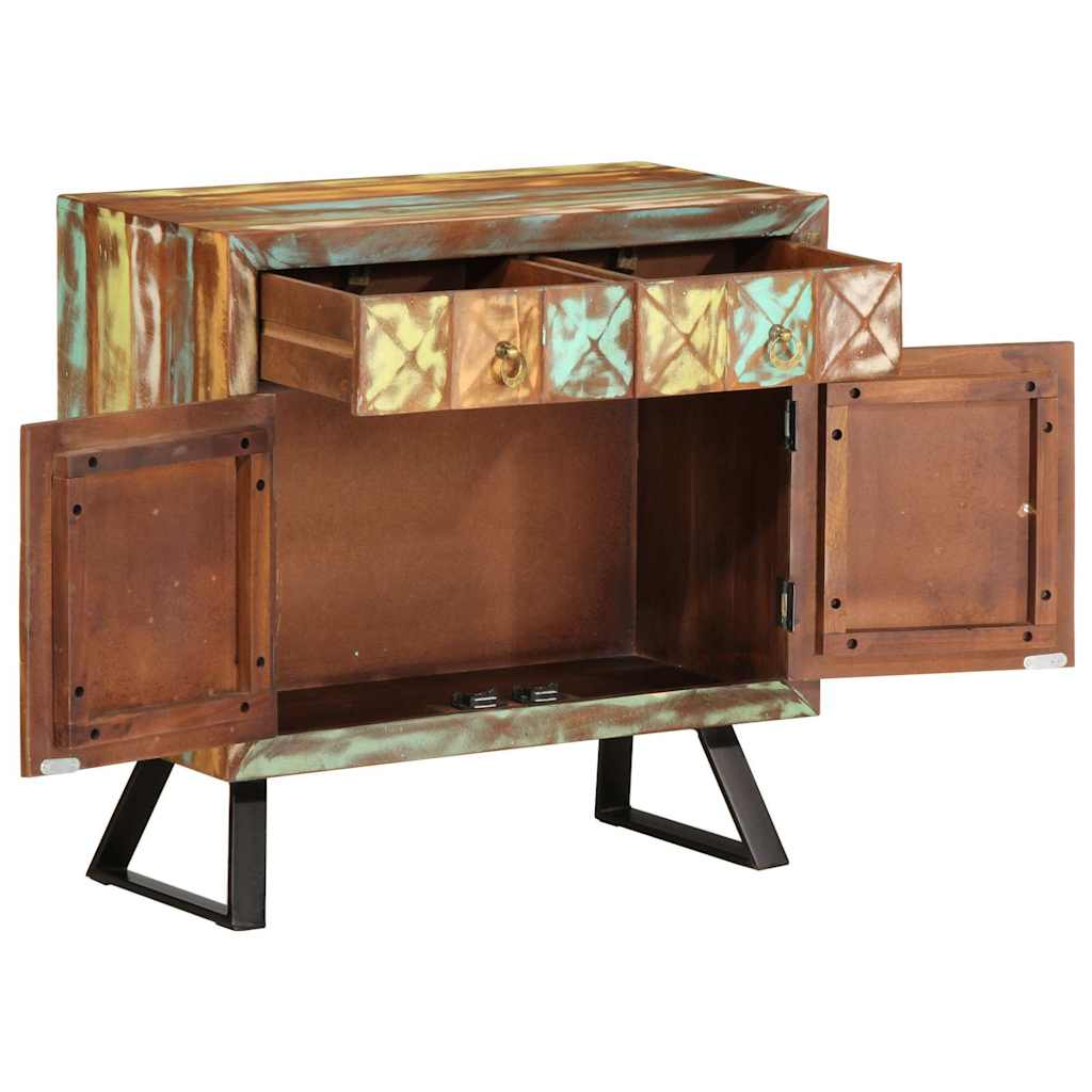 többszínű tömör újrahasznosított fa fiókos szekrény 70x35x70 cm (358186)