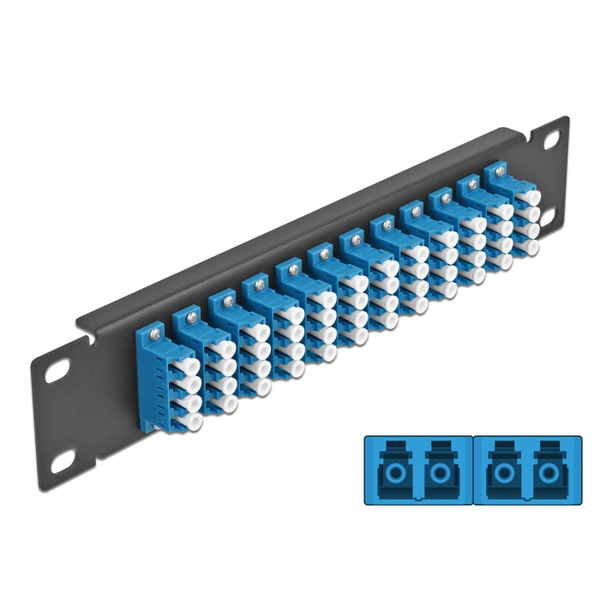 DELOCK 10" LWL Patchpanel 12 Port LC Quad blau 1 HE schwarz