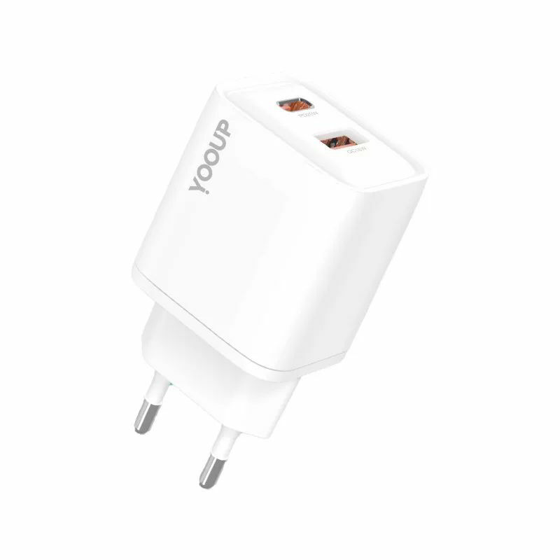 Yooup NC63-D USB-A / USB-C Hálózati Töltő Adapter 20W - Fehér (NC63-D)