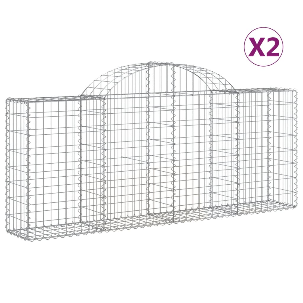 2 db íves horganyzott vas gabion kosár 200x30x80/100 cm (3146089)