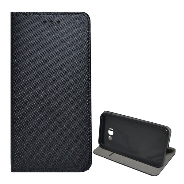 Tok álló, bőr hatású (FLIP, oldalra nyíló, asztali tartó funkció, rombusz minta) FEKETE [Samsung Galaxy A5 (2017) SM-A520F]