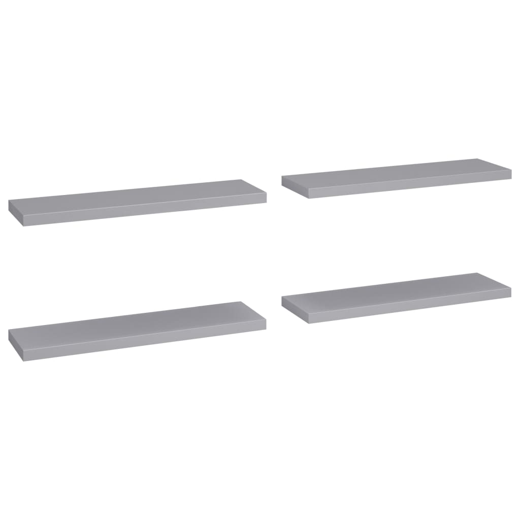 4 db szürke MDF lebegő fali polc 90 x 23,5 x 3,8 cm (323861)