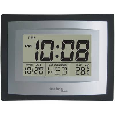 Digitális jumbo kvarc falióra, 35 x 220 x 170 mm, fekete/ezüst, Techno Line WS 8004 (WS 8004)