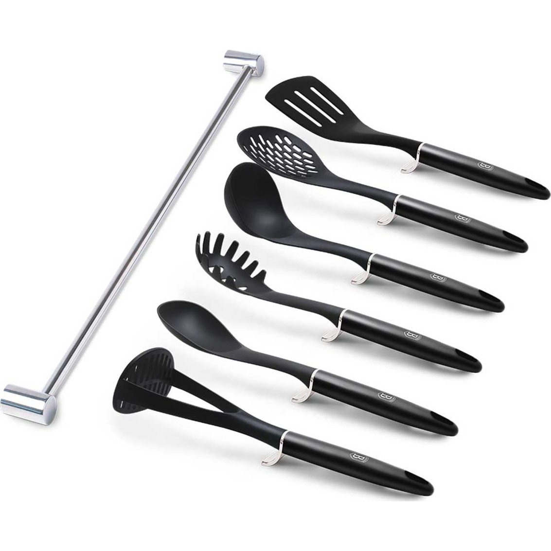 BerlingerHaus BH/6330 Metallic Line Carbon Edition 7 Részes Konyhai Eszköz Készlet Rozsdamentes Acél Akasztóval - Sötét Szürke (BH-6330)