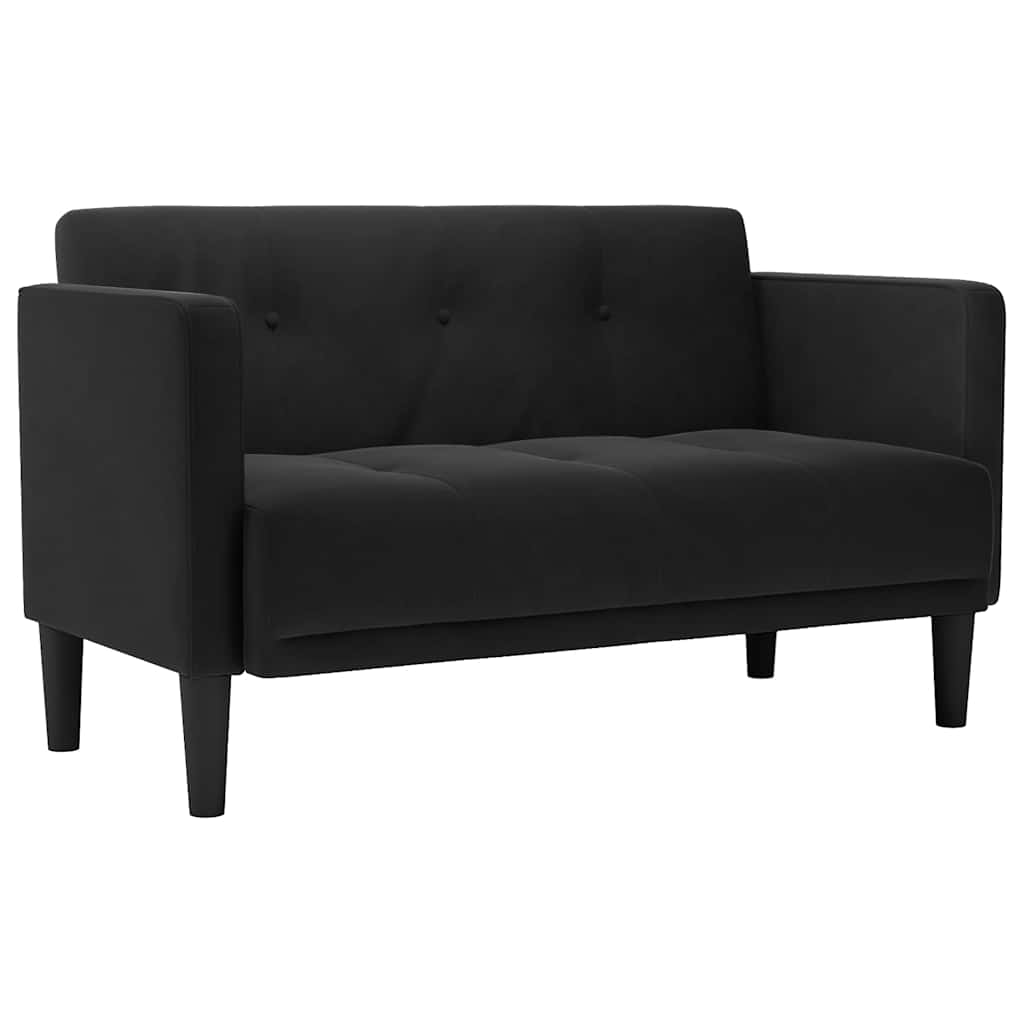 fekete bársony loveseat kanapé 111 cm (4100574)
