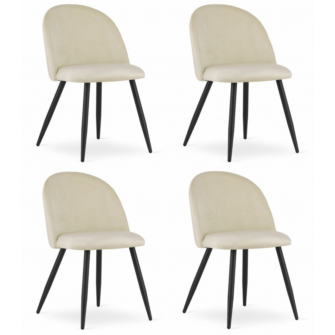 "BELLO Szék - Bézs Bársony / Fekete Lábak x 4" (model_3839_4-BELLO-ROMX37)