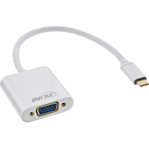 InLine 64104S video átalakító kábel 0,2 M USB C-típus VGA (D-Sub) Ezüst
