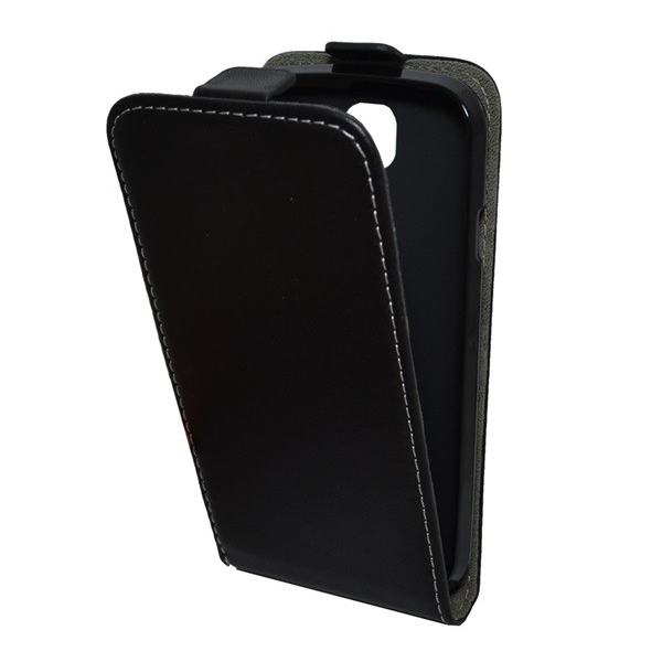 Tok álló, bőr hatású (FLIP, lefelé nyíló, szilikon tartó) FEKETE LS450 USA modelhez! [LG K3 (K100)] (5996457666676)