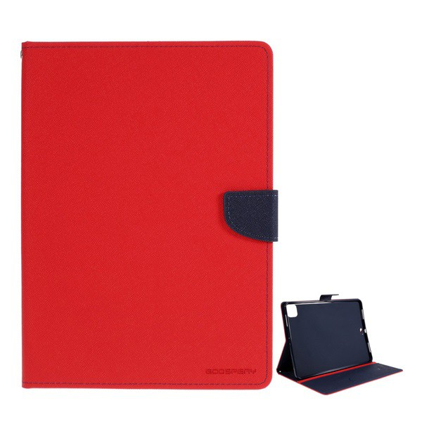 MERCURY Goospery Fancy tok álló, bőr hatású (FLIP, oldalra nyíló, asztali tartó funkció, textil minta) PIROS [Apple IPAD Pro 12.9 (2020)] (5996457964031)