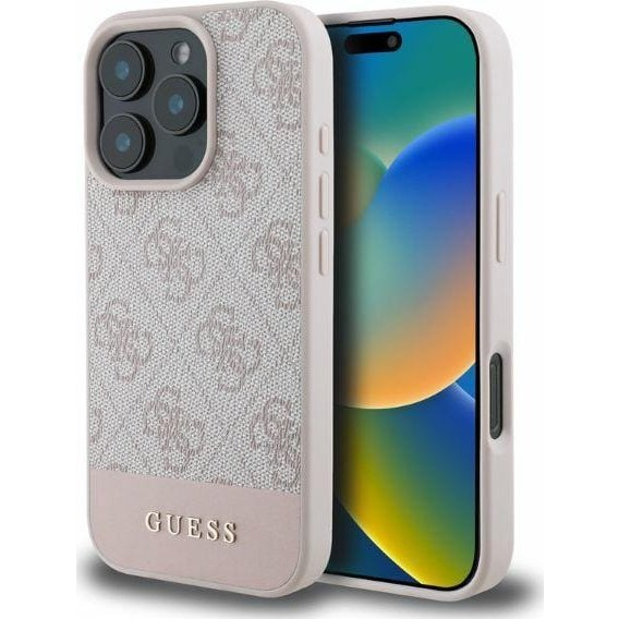 Guess 4G Bottom Stripe Apple iPhone 16 Pro hátlap tok, rózsaszín GUHCP16LG4GLPI (GUE3491)