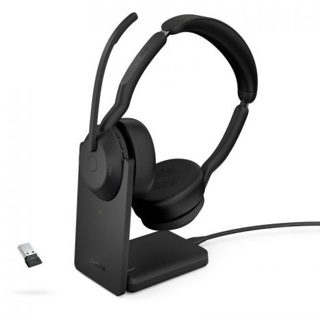 Jabra Evolve2 55 UC стерео Bluetooth слушалки, черни, със стойка