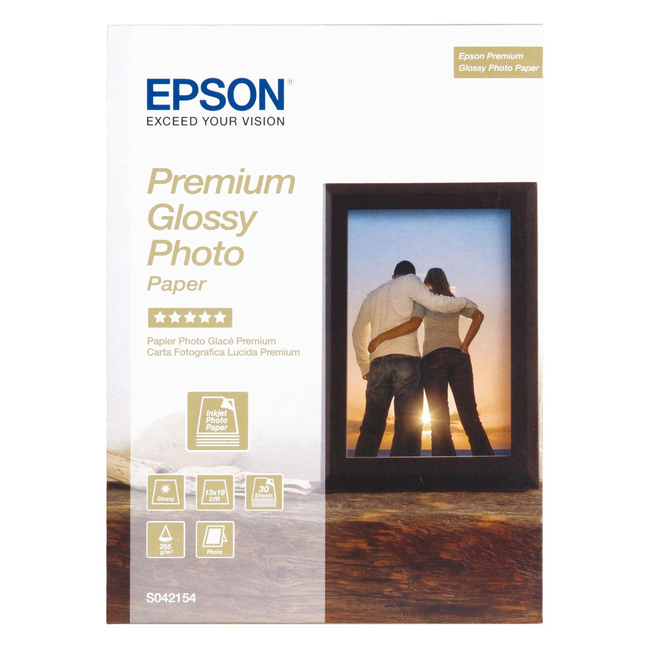 Epson Premium Glossy Photo Paper - 13x18cm - 30 Sheets fotopapír Bílá Premium-gloss (C13S042154)