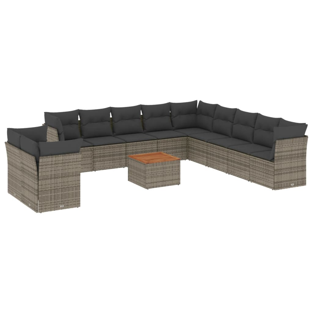 12 részes szürke polyrattan kerti ülőgarnitúra párnákkal (3256060)