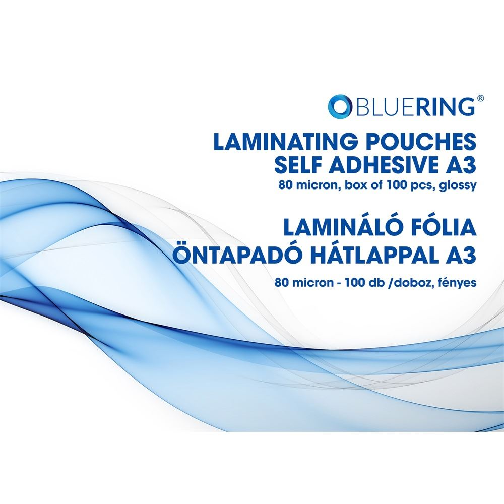 Bluering lamináló fólia A3, 80 micron, öntapadó hátlappal, 100db/doboz (LAMTA380MIC) (LAMTA380MIC)