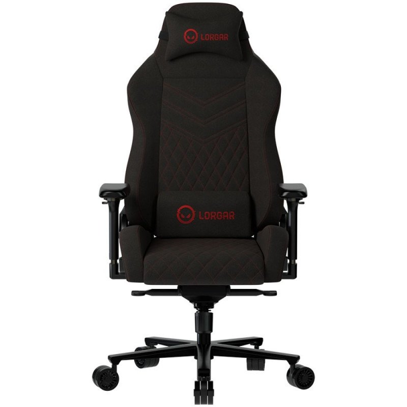LORGAR Ace 422, Gaming chair, Anti-stain durable fabric, 1.8 mm metal frame, multiblock mechanism, 4D armrests, 5 Star aluminium base, Class-4 gas lift, 75mm PU casters, Black + red (LRG-CHR422BR)