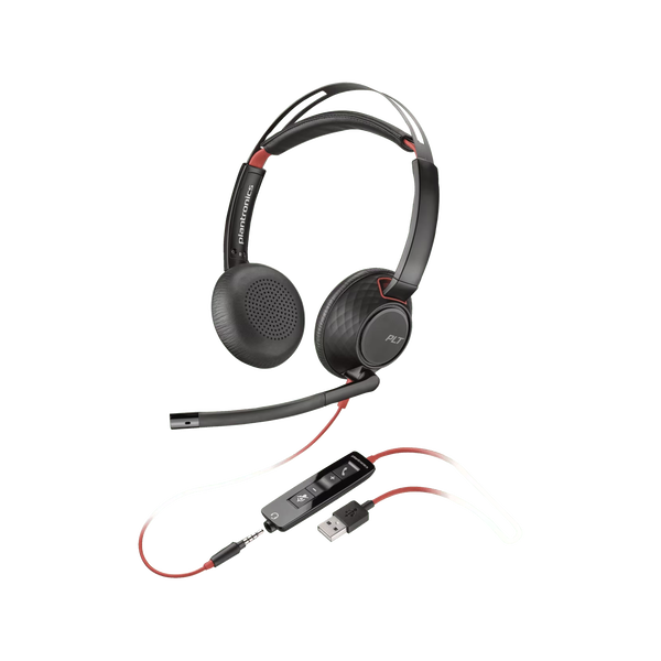 HP Poly Blackwire 5220 стерео USB-A слушалки с кабел, черни