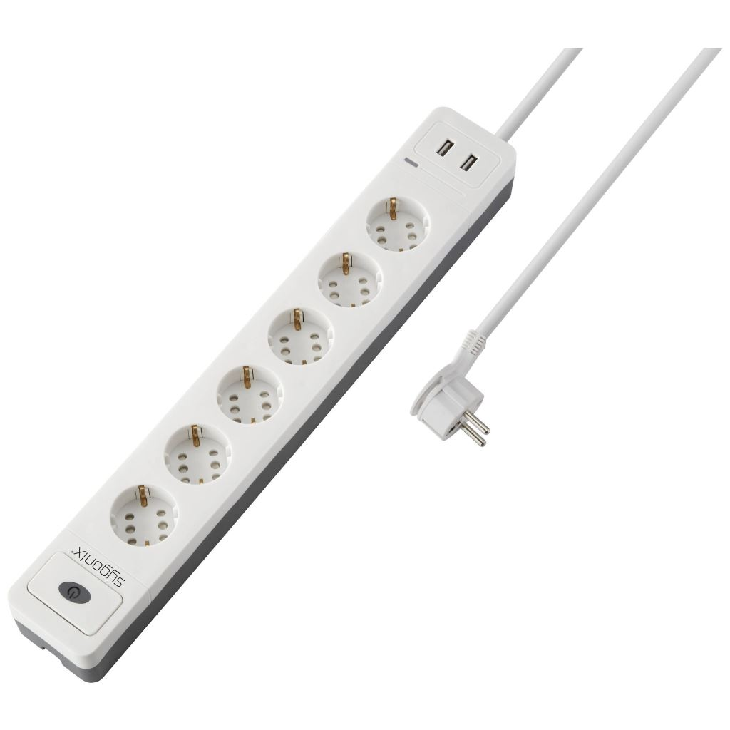 Sygonix SY-5145334 Hálózati elosztó 12 részes Fehér, Szürke Védőérintkezős 1,4m (SY-5145334)