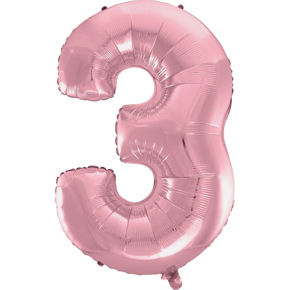 Szám Fólia Lufi - 3-as, 92 cm, Rózsaszín (GODA2161)