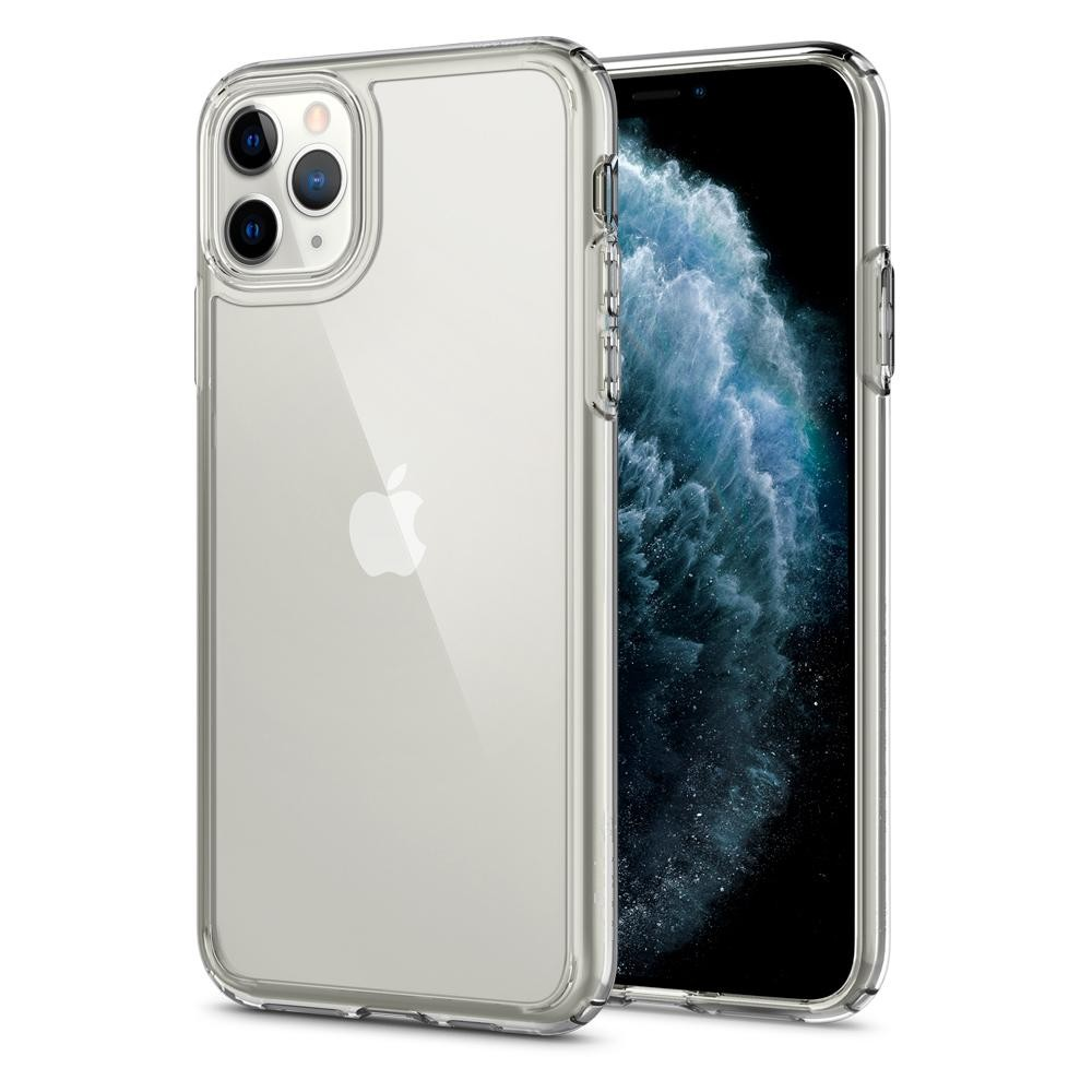 Apple iPhone 11 Pro, Műanyag hátlap védőtok + szilikon keret, Spigen Ultra Hybrid, átlátszó (8809671010781)