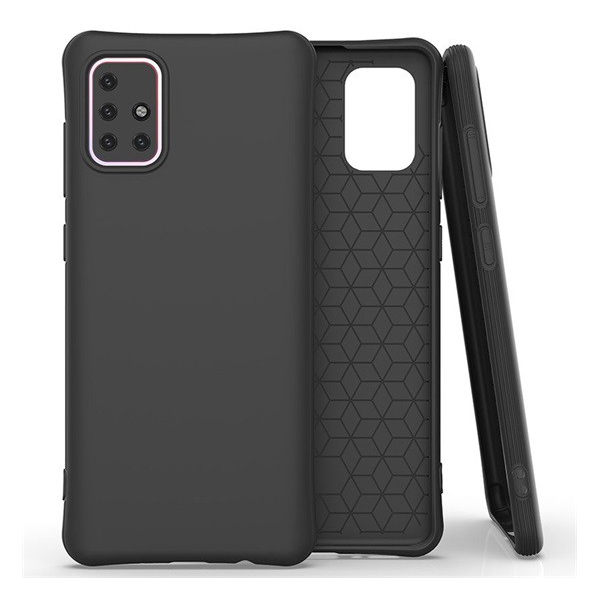 Szilikon telefonvédő (közepesen ütésálló, légpárnás sarok, matt) FEKETE [Samsung Galaxy M31s (SM-M317F)] (5996591051017)