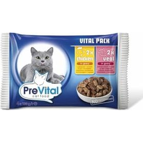 Prevital Alutasakos Macskaeledel 4x 100g ( 2db Csirke, 2db Borjú) (45776648)