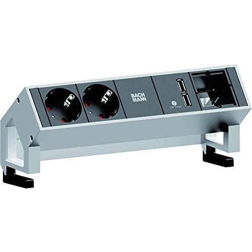 Разклонител, BACHMANN, 2 x заземено гнездо 1x USB зарядно 1x ABD GST18, Бял