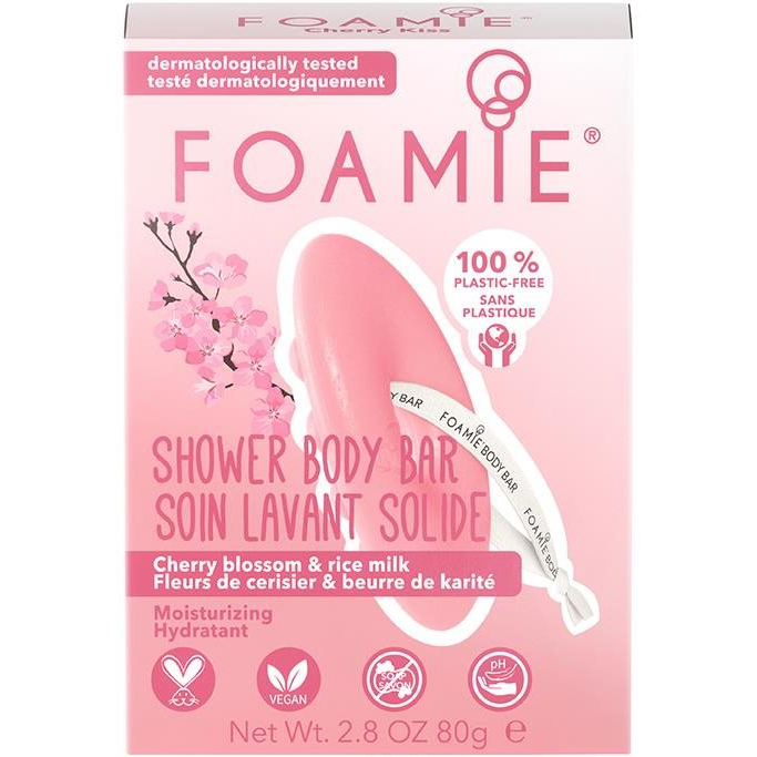 FOAMIE Shower Body Bar Cherry Kiss With Cherry Blossom and Rice Milk 80 g (4063528008916)