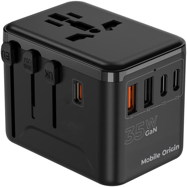 Síťová nabíječka s 5 porty, USB-C, USB-A 35W PD s adaptéry Mobile Origin