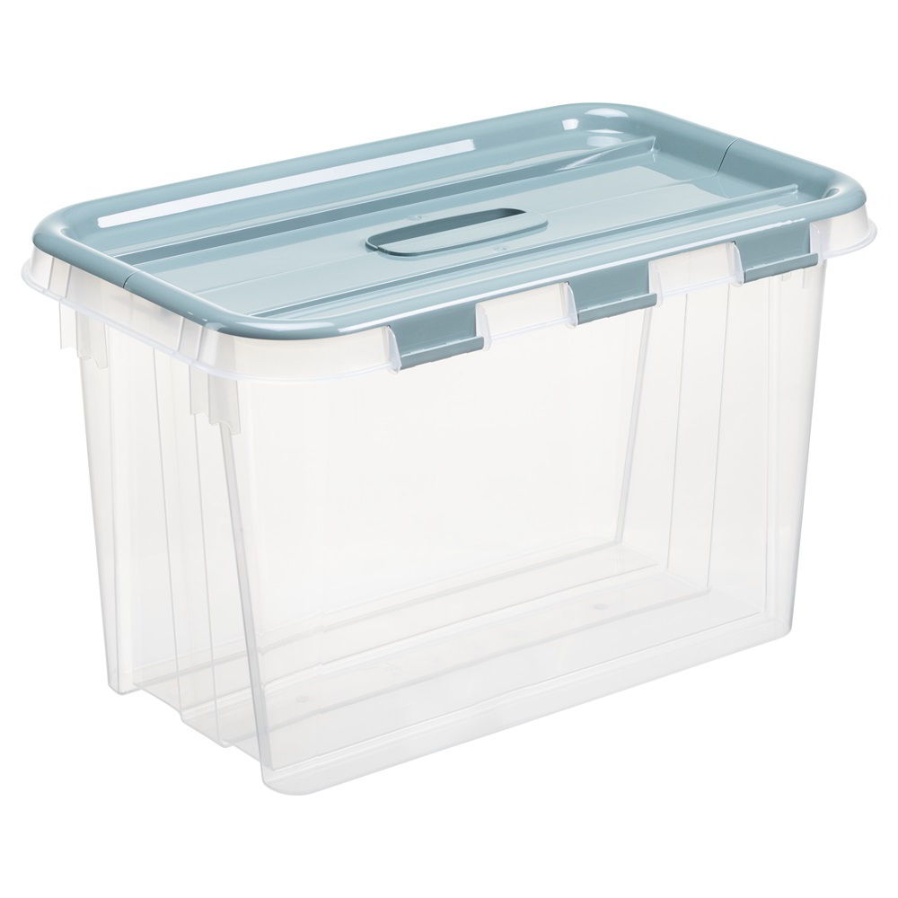 Iris Probox Fliplid Műanyag Tárolódoboz szárnyas tetővel 28L - Átlátszó/kék (27890800)