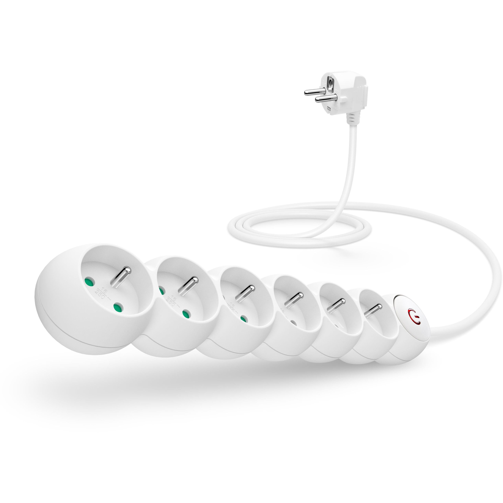 CONNECT IT hosszabbító 230 V, 6 aljzat, 5 m, kapcsolóval, fehér (CES-1015-WH)