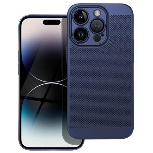 Gigapack Apple iPhone 15 Pro Max légáteresztő, lyukacsos műanyag tok sötétkék (GP-144873) (GP-144873)