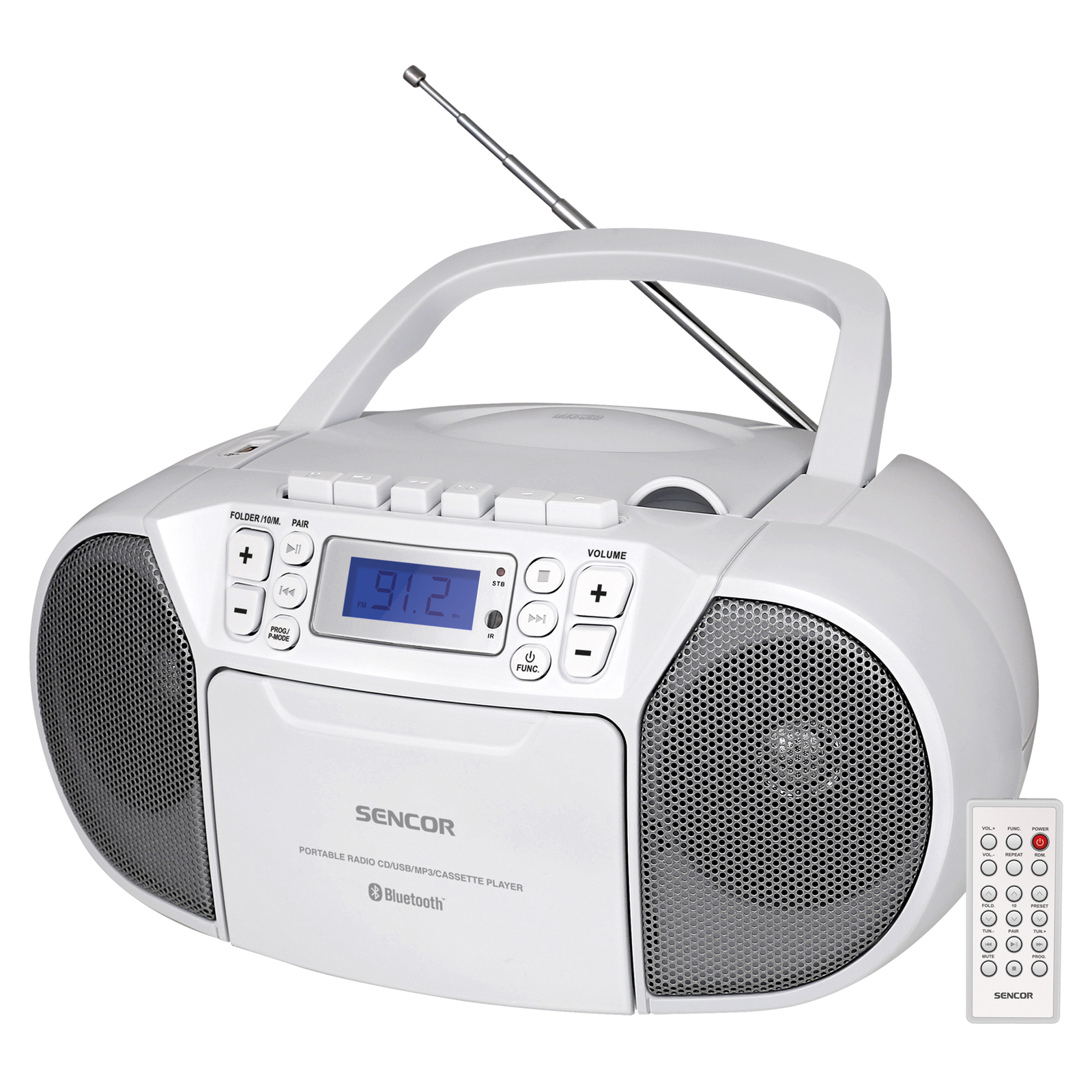 Sencor SPT 3907 W FM rádió CD/BT/MP3/USB/AUX fehér (SPT 3907 W)