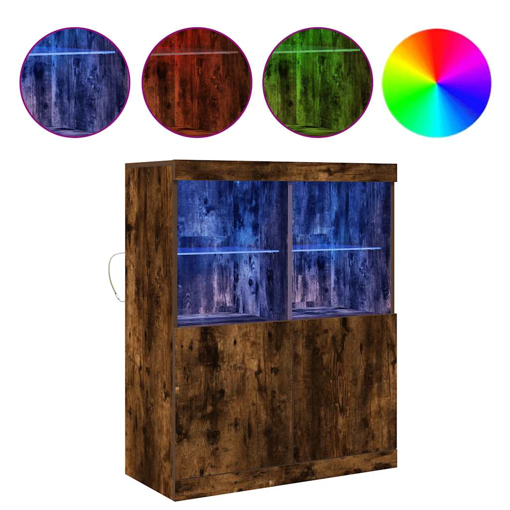 füstös tölgy színű szerelt fa tálalószekrény 81x37x100 cm (3318621)