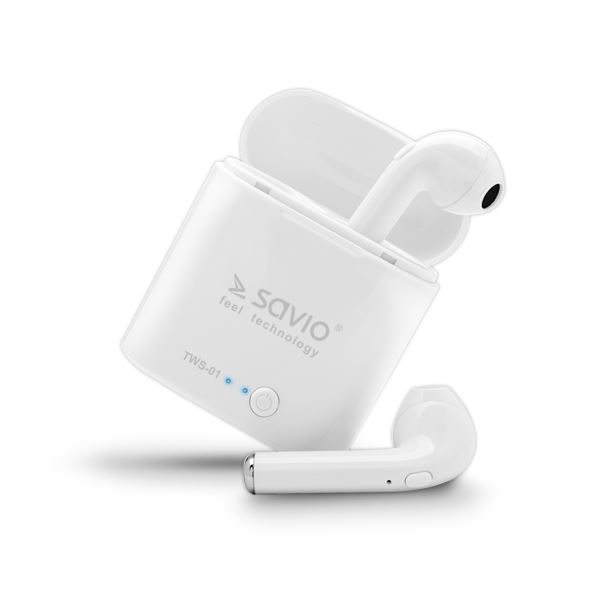 Безжични Bluetooth слушалки Savio TWS-01, бели
