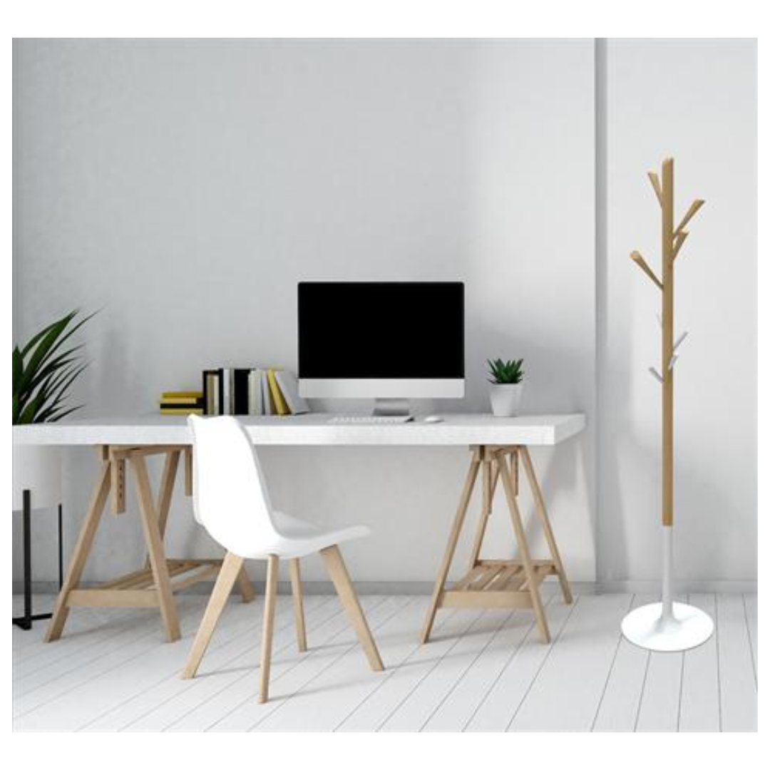 Alba Ruhafogas 8 db akasztóval - Fa/Fehér (PMTREE BC)