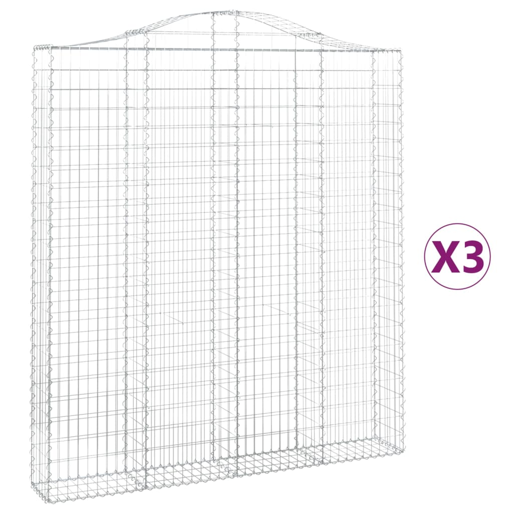 3 db íves horganyzott vas gabion kosár 200x30x220/240 cm (3145557)