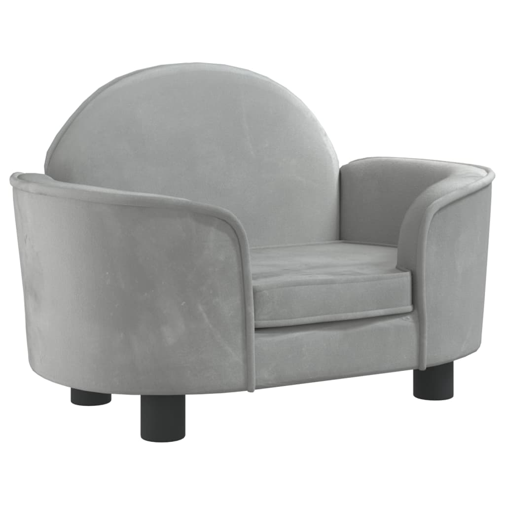 világosszürke bársony kutyaágy 66x40x45 cm (171839)