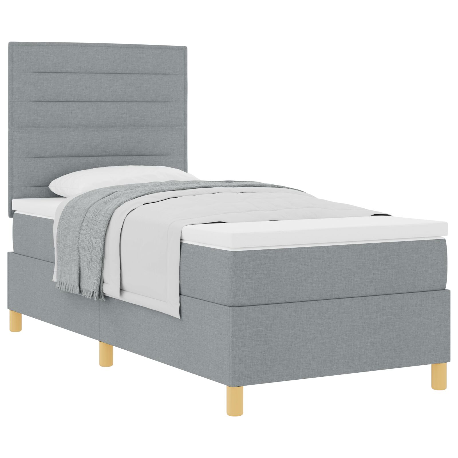 Boxspring ágy matraccal Világosszürke 100x200 cm Szövet (3339518)
