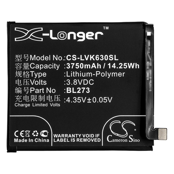 Cameron Sino Li-Polymer akku (3.8V/3750mAh, Lenovo BL273 kompatibilis) FEKETE (CS-LVK630SL)