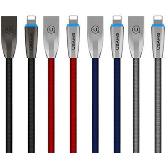 Usams U-LIGHT adatkábel (USB - lightning, 2A, gyorstöltő, 120cm, LED jelzés) SÖTÉTSZÜRKE Apple IPAD (3rd Generation) / IPAD (4th Generation) / iPhone 6 4.7 (IPZSUSB02) (IPZSUSB02)