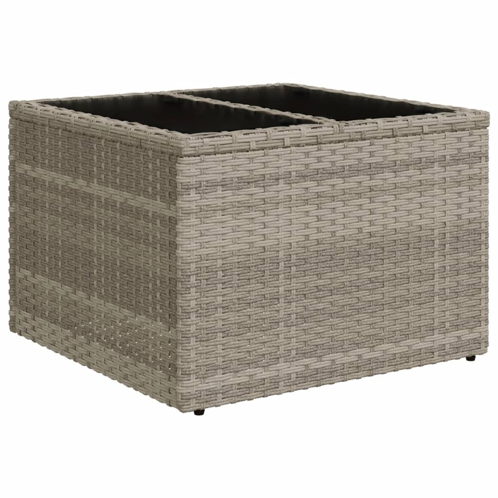 világosszürke polyrattan üveglapos kerti asztal 55x55x37 cm (366182)