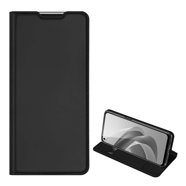 DUX DUCIS SKIN PRO tok álló, bőr hatású (FLIP, oldalra nyíló, bankkártya tartó, asztali tartó funkció) FEKETE [Oppo A76] (5996591233161)