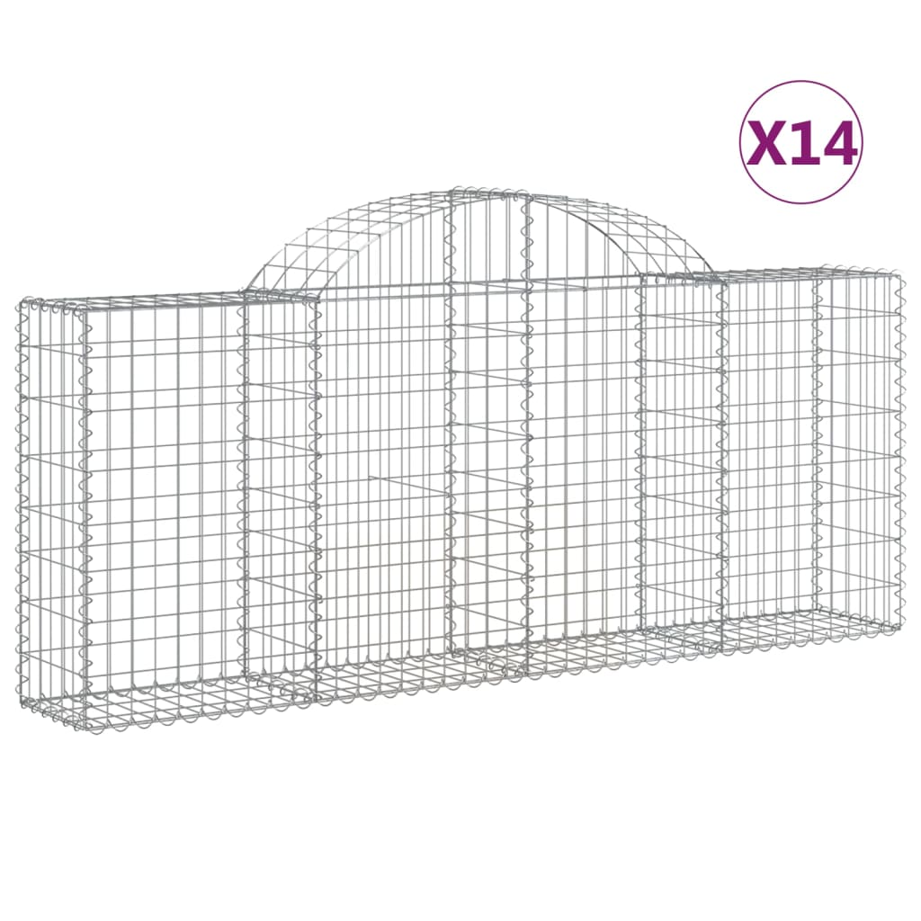 14 db íves horganyzott vas gabion kosár 200x30x80/100 cm (3146101)