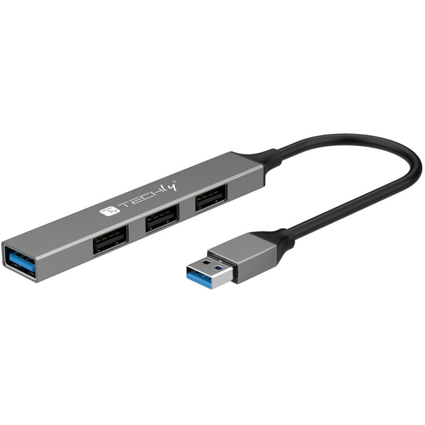 Techly IUSB32-HUB4A-3U2SLS laptop dock & poortreplicator Bedraad USB 3.2 Gen 1 (3.1 Gen 1) Type-A Grijs