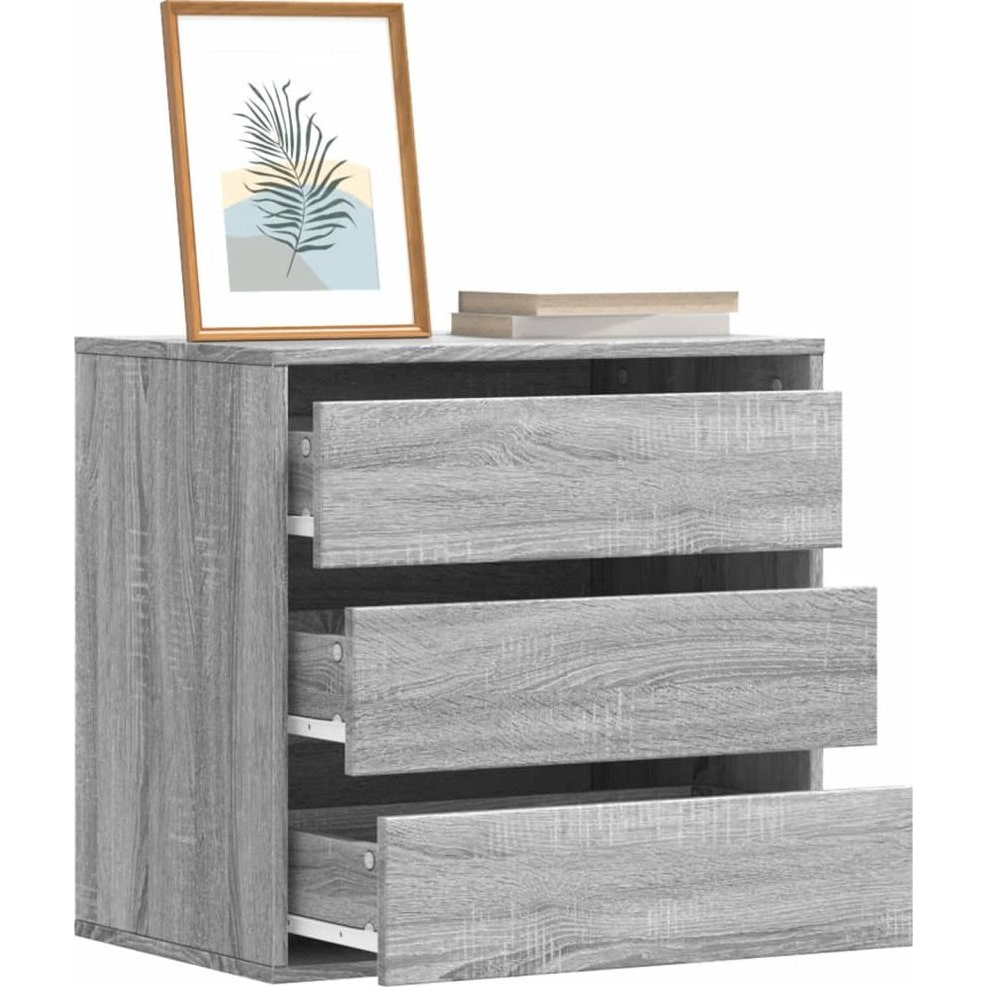 szürke sonoma színű szerelt fa fiókos sarokszekrény 60x41x58 cm (852848)