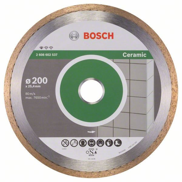 BOSCH 2608602537 Gyémánt darabolótárcsa, Standard for Ceramic kivitel, 200×25,4×1,6×7 mm (2.608.602.537)