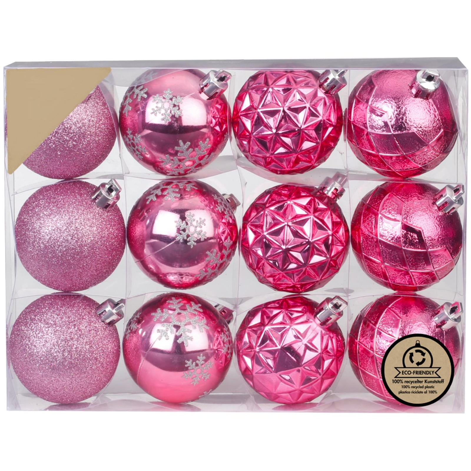 LAALU díszkészlet - vegyes kerek világos rózsaszín díszek 6 cm, 12 db (LAU-6177)