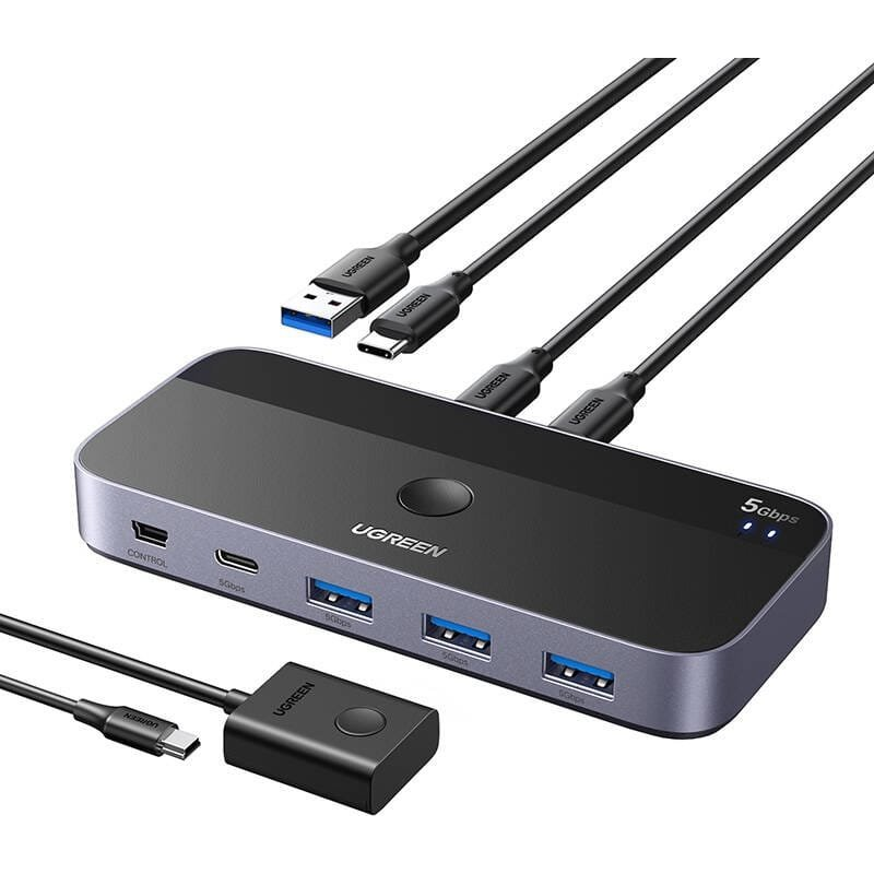 Ugreen CM687 USB 3.0 Megosztó Kapcsoló - Fekete/Szürke