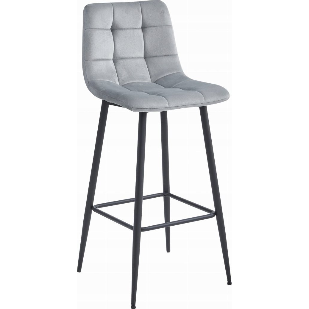 Hocker ARCETO - Ezüstszürke Bársony / Fekete Lábak x 4 (model_3852_4-ARCETO-MONX86)